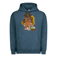 Pigment Midnight Navy Western Rabbit with sunflowers Easter Day Urban Hoodie - HowdyJamesFarm