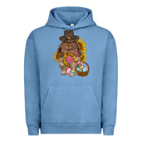 Pigment Pebble Blue Western Rabbit with sunflowers Easter Day Urban Hoodie - HowdyJamesFarm