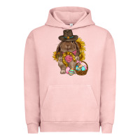 Pigment Salmon Western Rabbit with sunflowers Easter Day Urban Hoodie - HowdyJamesFarm