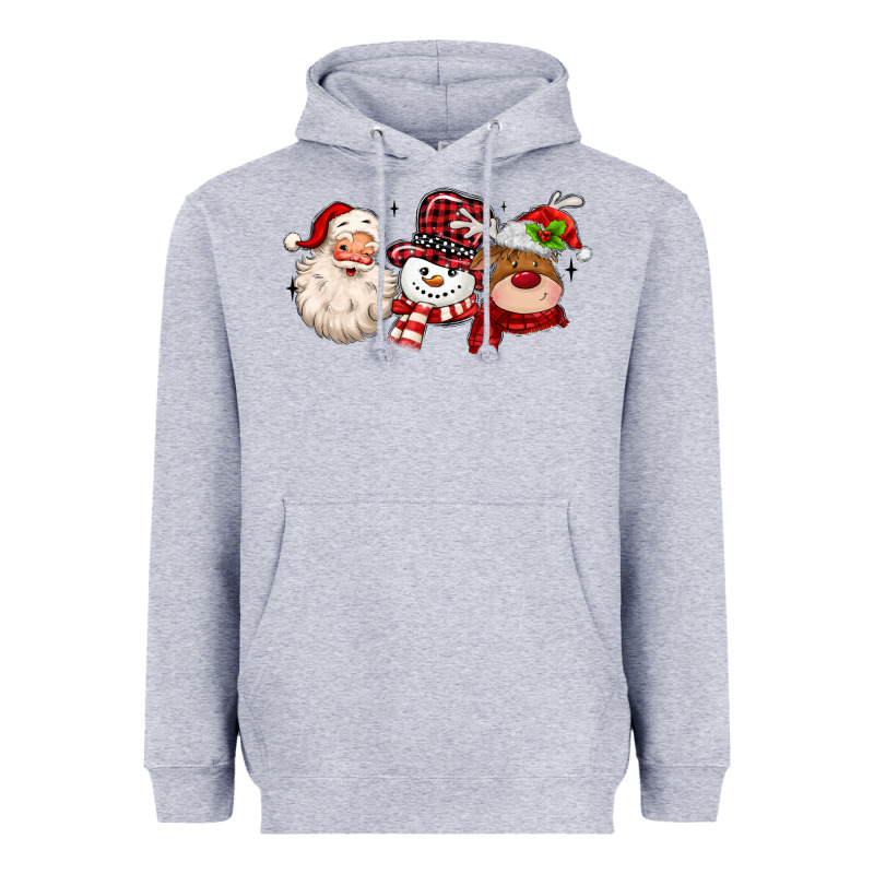 Santa Snowman Reindeer Heavyweight Hoodie by MaliasSmallBusiness | Teevron