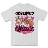Dove Grey Obsessed with sneakers pink afro woman Premium Tee - RanaPortraitStore