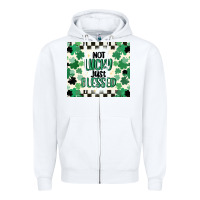 White not lucky just blessed Zipper Hoodie - MaliasSmallBusiness