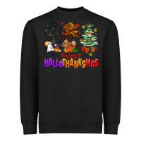 Black happy hallothanksmas trees Heavyweight Sweatshirt - AdoDesignShop