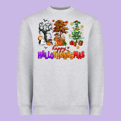 Happy Hallothanksmas Trees Heavyweight Sweatshirt Designed By Adodesignshop