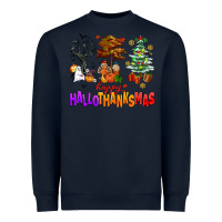 Navy happy hallothanksmas trees Heavyweight Sweatshirt - AdoDesignShop