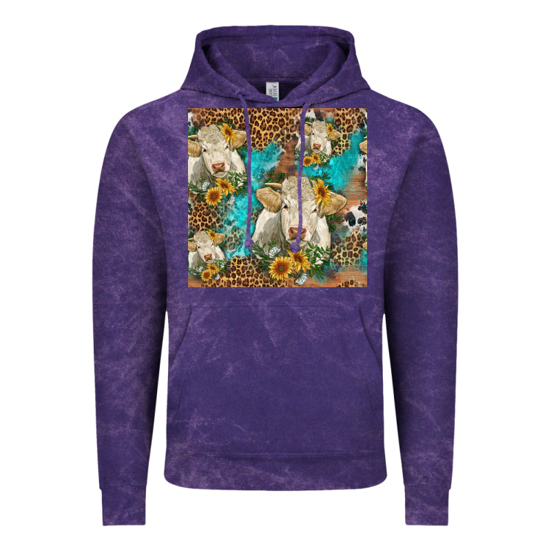 Sunflowers Charolais Cow Seamless Pattern Vintage Hoodie by HRA Design Shop | Teevron