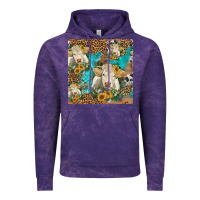 Cloud Purple sunflowers charolais cow seamless pattern Vintage Hoodie - HRA Design Shop
