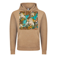 Vintage Coffee sunflowers charolais cow seamless pattern Vintage Hoodie - HRA Design Shop