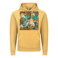 Vintage Mustard sunflowers charolais cow seamless pattern Vintage Hoodie - HRA Design Shop