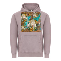 Vintage Zinc sunflowers charolais cow seamless pattern Vintage Hoodie - HRA Design Shop