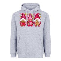 Heather Grey Pink Christmas gnomes Heavyweight Hoodie - NancyCooperArtShop