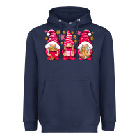 Navy Pink Christmas gnomes Heavyweight Hoodie - NancyCooperArtShop