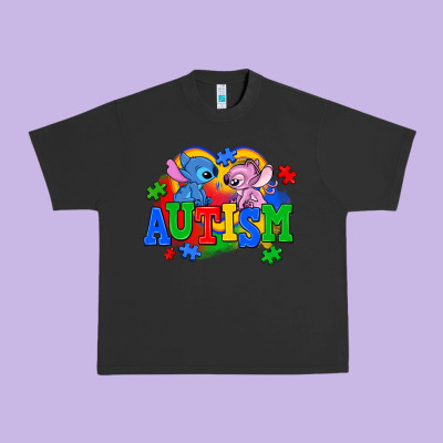 Autism Stitch With Lilo Urban Heavy Tee Designed By Adodesignshop