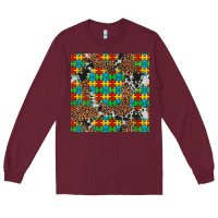 Burgundy western autism seamless pattern Long Sleeve Tee - Artiststas