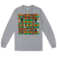 Heather Grey western autism seamless pattern Long Sleeve Tee - Artiststas