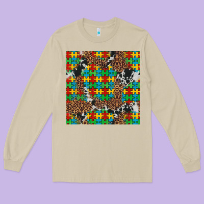 Western Autism Seamless Pattern Long Sleeve Tee Designed By Artiststas