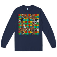 Navy western autism seamless pattern Long Sleeve Tee - Artiststas