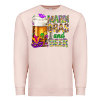 Pale Pink Mardi Gras and beer Premium Sweatshirt - BundleAndBundleShop