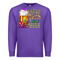 Purple Mardi Gras and beer Premium Sweatshirt - BundleAndBundleShop