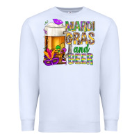 White Mardi Gras and beer Premium Sweatshirt - BundleAndBundleShop