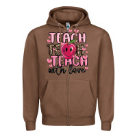 Chestnut teach teach teach with love Zipper Hoodie - MaliasSmallBusiness