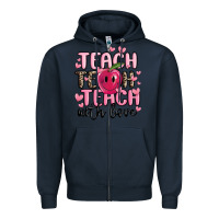 Navy teach teach teach with love Zipper Hoodie - MaliasSmallBusiness