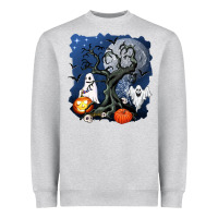 Heather Grey halloween tree and ghosts Heavyweight Sweatshirt - AdoDesignShop