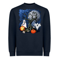 Navy halloween tree and ghosts Heavyweight Sweatshirt - AdoDesignShop