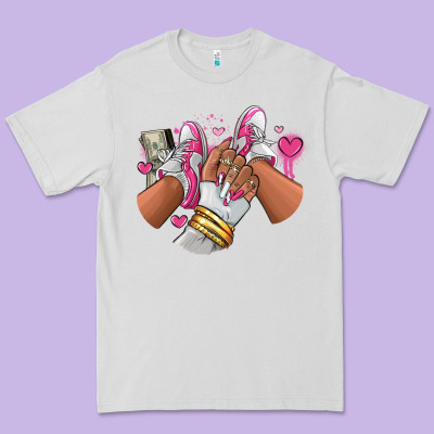 Premium Tee Pink and white sneaker girl