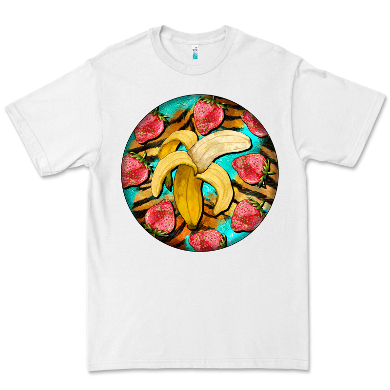 Banana And Strawberries With Tiger Pattern Premium Tee by BarkalooDesign | Teevron