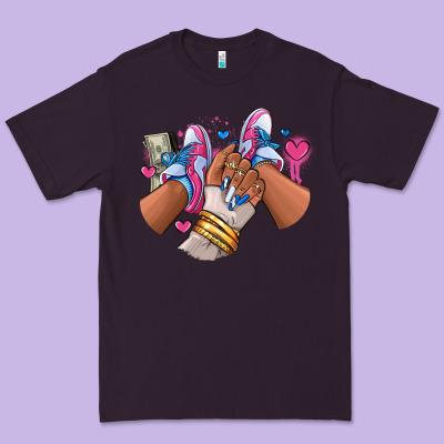 Premium Tee Pink and blue sneaker girl