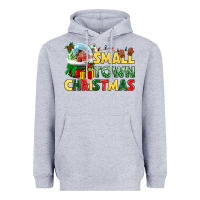 Heather Grey Small town Christmas Heavyweight Hoodie - NancyCooperArtShop