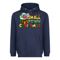 Navy Small town Christmas Heavyweight Hoodie - NancyCooperArtShop