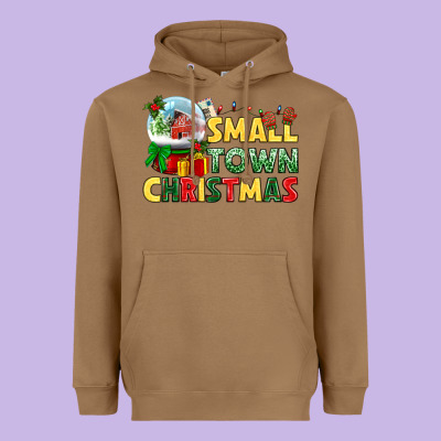 Small Town Christmas Heavyweight Hoodie Designed By Nancycooperartshop