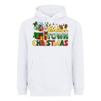 White Small town Christmas Heavyweight Hoodie - NancyCooperArtShop