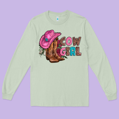 Valentine Day Boots Hat And Roses Long Sleeve Tee Designed By Adodesignshop