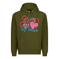 Army Green valentine's day be mine hearts sunflower Premium Hoodie - RanaPortraitStore