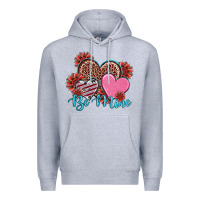 Heather Grey valentine's day be mine hearts sunflower Premium Hoodie - RanaPortraitStore