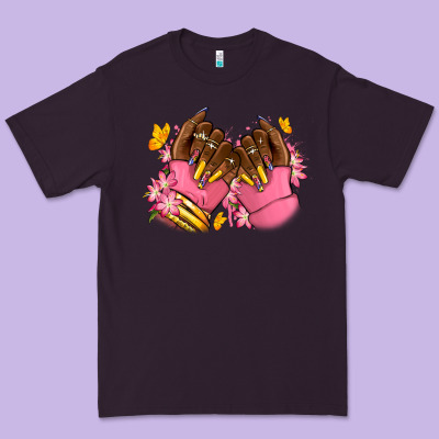 Premium Tee Pink afro nails