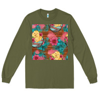 Army Green hatched egg easter chicks seamless pattern Long Sleeve Tee - Artiststas