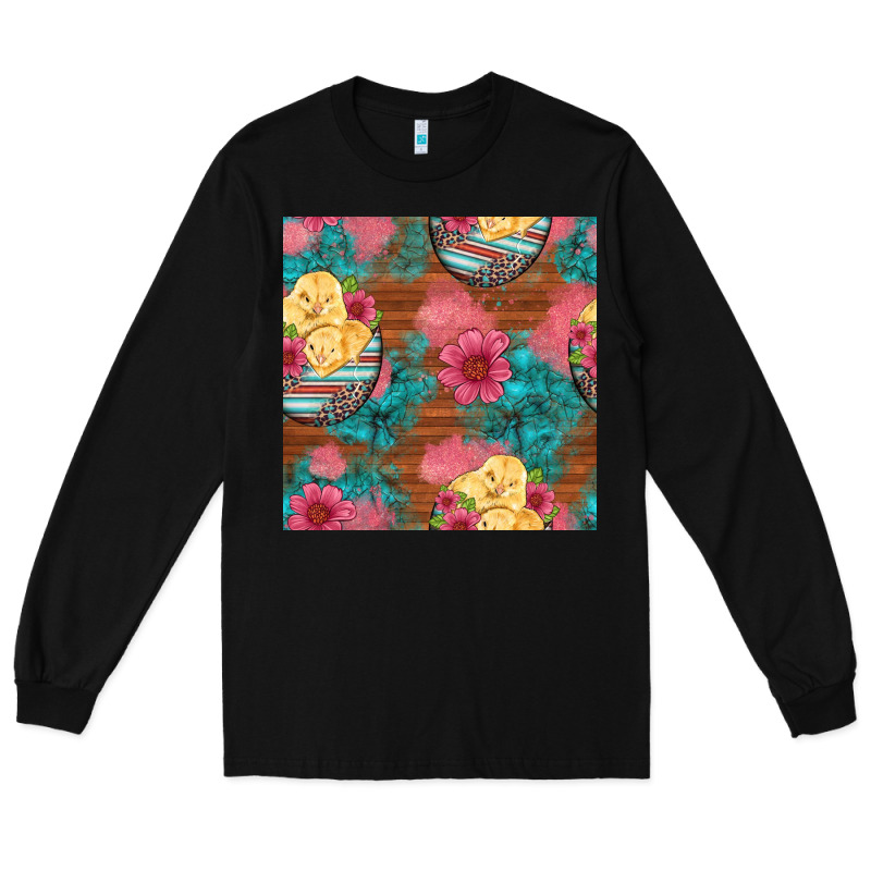 Hatched Egg Easter Chicks Seamless Pattern Long Sleeve Tee by Artiststas | Teevron