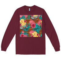 Burgundy hatched egg easter chicks seamless pattern Long Sleeve Tee - Artiststas
