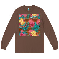 Chestnut hatched egg easter chicks seamless pattern Long Sleeve Tee - Artiststas