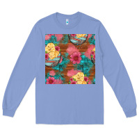 Colony Blue hatched egg easter chicks seamless pattern Long Sleeve Tee - Artiststas