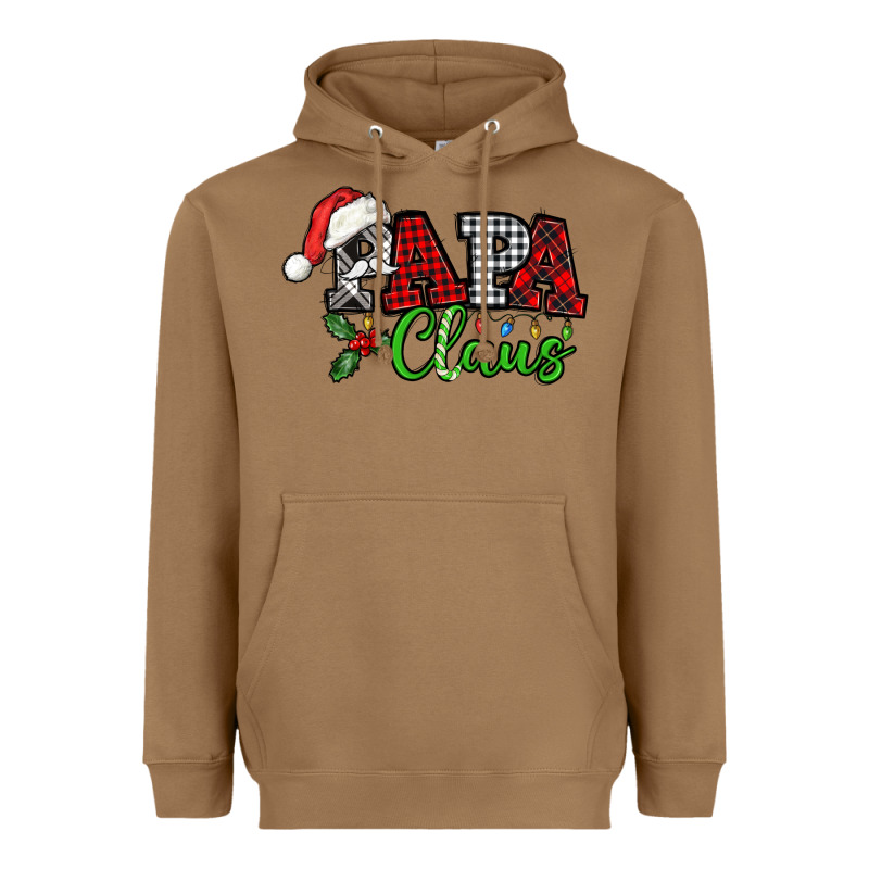 Papa Claus With Christmas Lights And Mistletoe Heavyweight Hoodie by NancyCooperArtShop | Teevron