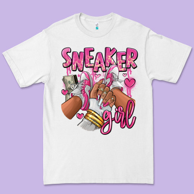 Premium Tee Pink and white sneaker girl