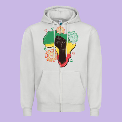Africa Map Zipper Hoodie Designed By Maliassmallbusiness