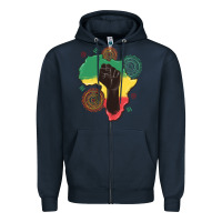Navy africa map Zipper Hoodie - MaliasSmallBusiness