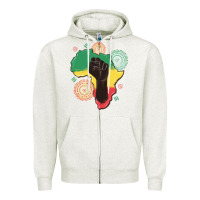 Oatmeal Heather africa map Zipper Hoodie - MaliasSmallBusiness
