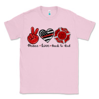 Bubblegum Pink peace love back to red Classic Tee - Artiststas